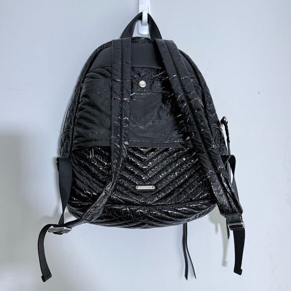 Rebecca Minkoff Pippa Large Backpack Black Patent Nylon Chevron Quilted Laptop main image 5